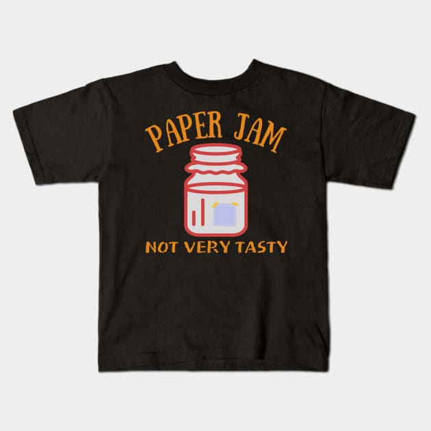 Paper Jam Funny Foodie Office Jokes Kids T-Shirt by StarWheel